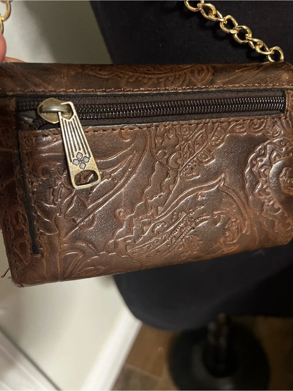 Patricia Nash Vintage Tooled Leather Trifold Wallet Organizer